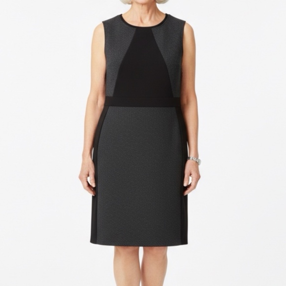 Kenneth Cole Sheath Dress Womens Size 8 Black Gray Sleeveless Corporate Party